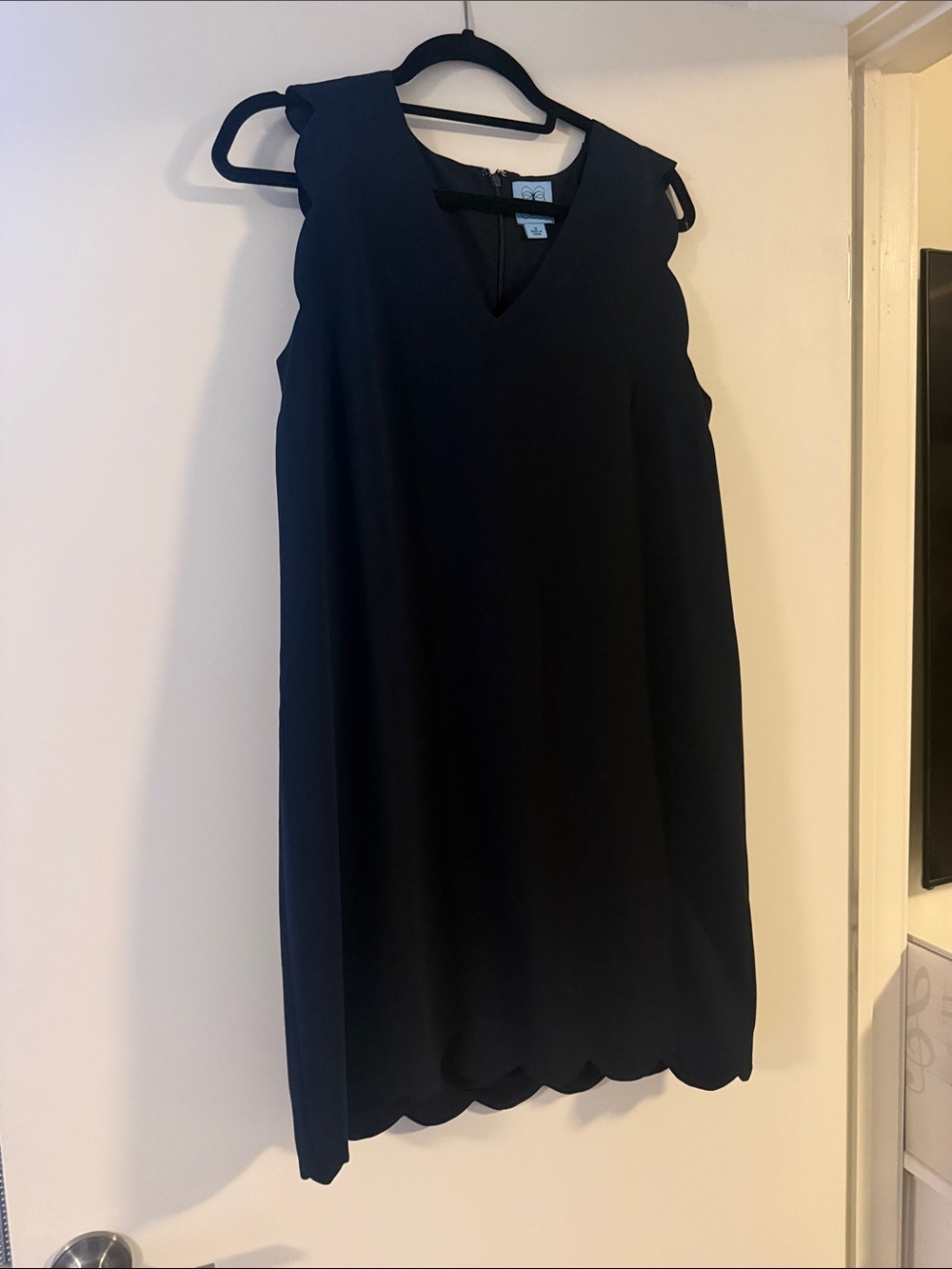 CeCe Navy Scallop Hem Dress